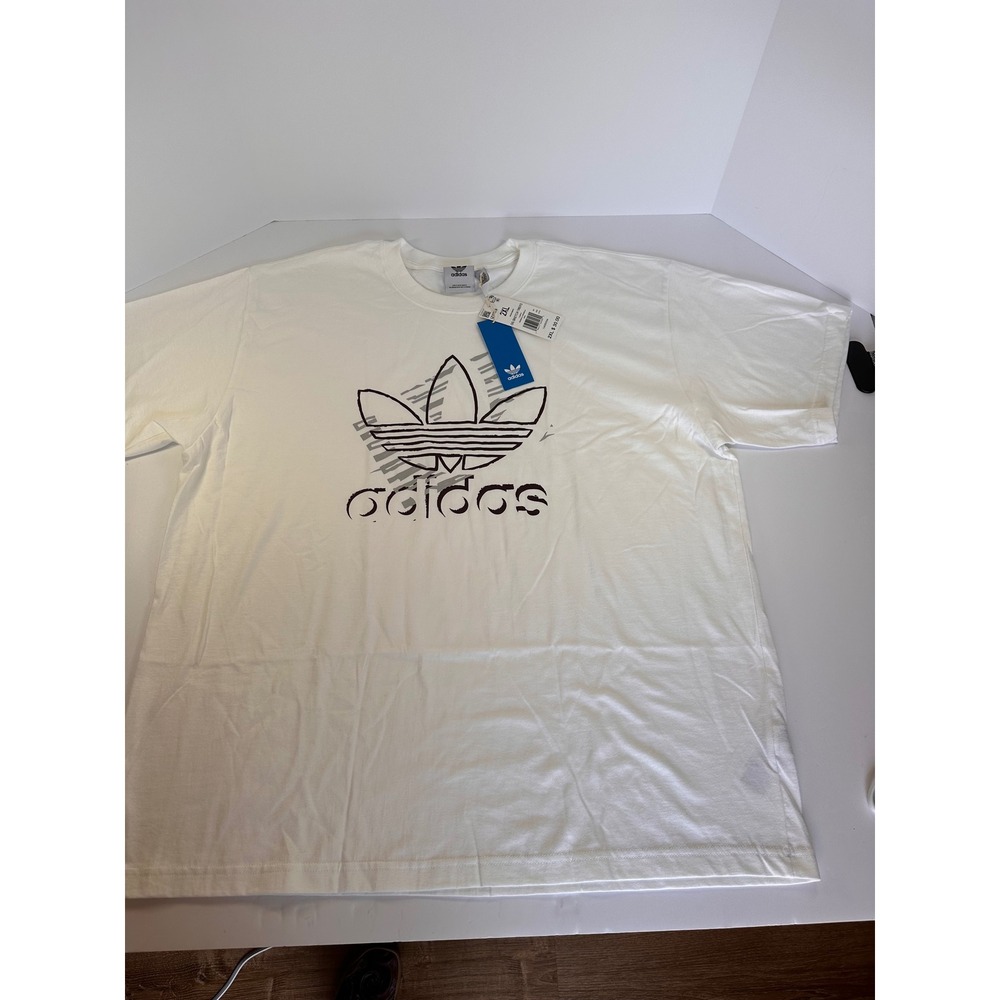 Adidas OG Sketch Trefo Originals White Graphic T-Shirt Mens 2XL New - Picture 2 of 5